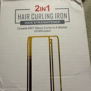 2-in-1 Hair Curling Iron and Straightener - Gold